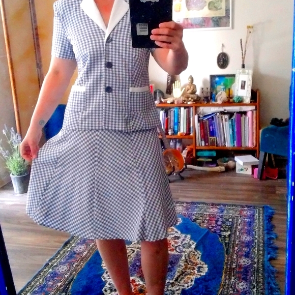 🌙Vintage 2-piece Seersucker Skirt Suit - Picture 10 of 11